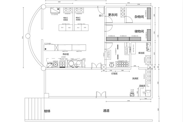 東莞大嶺山第二小學食堂廚房平面設計圖